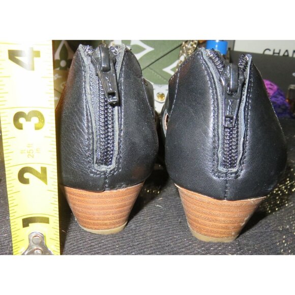 SOFFT Ilana Black Full Grain Leather Wedge Embellished Studded Back Zip Sandals - Picture 4 of 11